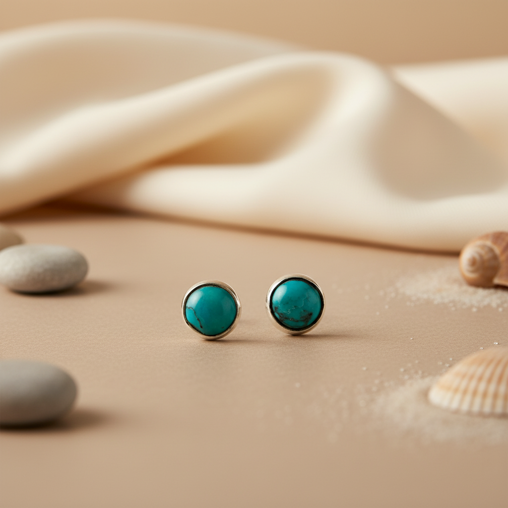 Turquoise Stud Earrings in Sterling Silver | For Women