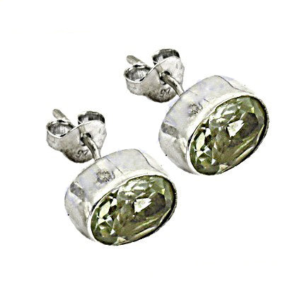 925 silver peridot stud earrings for women | green gemstone jewelry