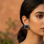 将图像加载到图库查看器中， 925纯银蓝色宝石耳钉，女士款 | 礼物
