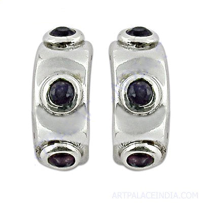 925 Silver Sapphire Hoop Earrings | Women's Gemstone Jewelry