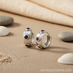 Load image into Gallery viewer, 925 Silver Sapphire Hoop Earrings | Women's Gemstone Jewelry
