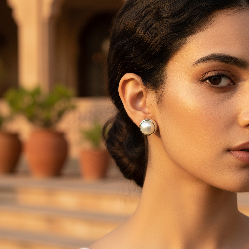 Pearl Stud Earrings in Silver | Classic Women's Jewelry Gift