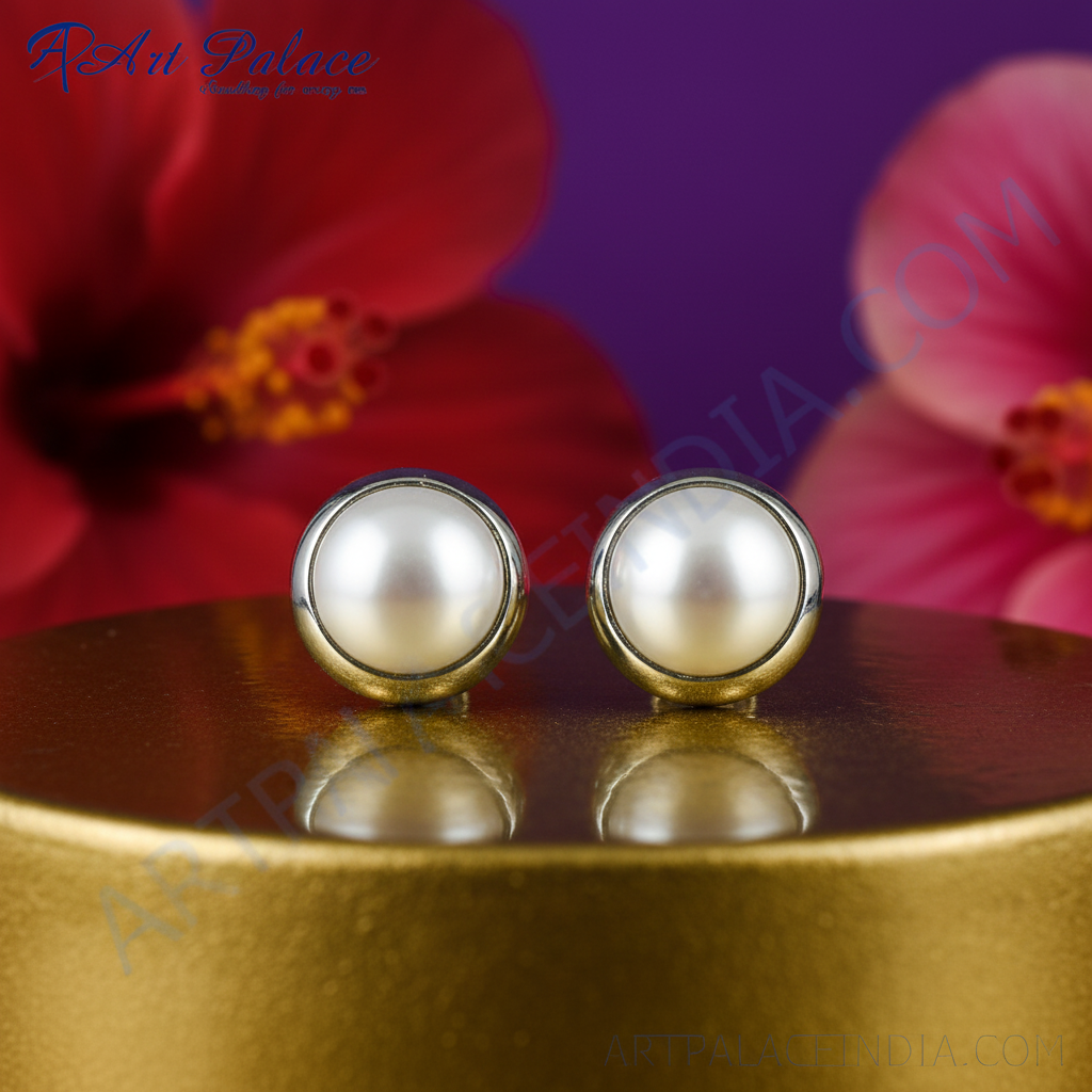 Pearl Stud Earrings in Silver | Classic Women's Jewelry Gift