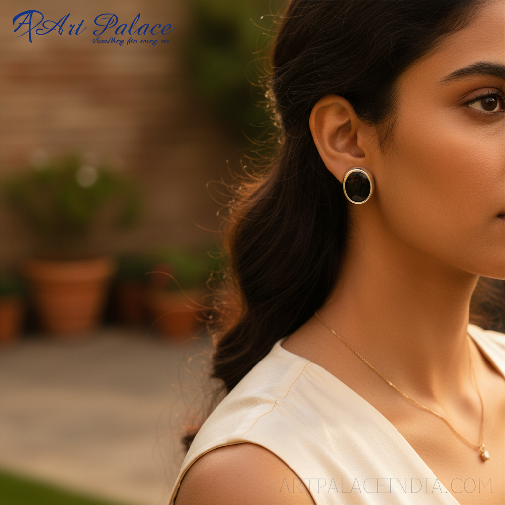 925 Silver Onyx Stud Earrings for Women | Daily Wear Jewelry