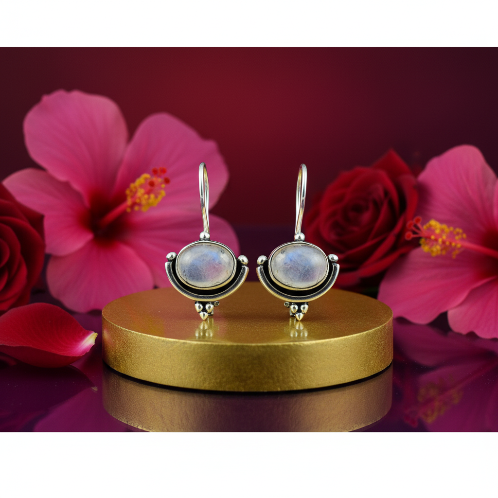 925 Silver Moonstone Earrings for Women | Daily Wear Jewelry