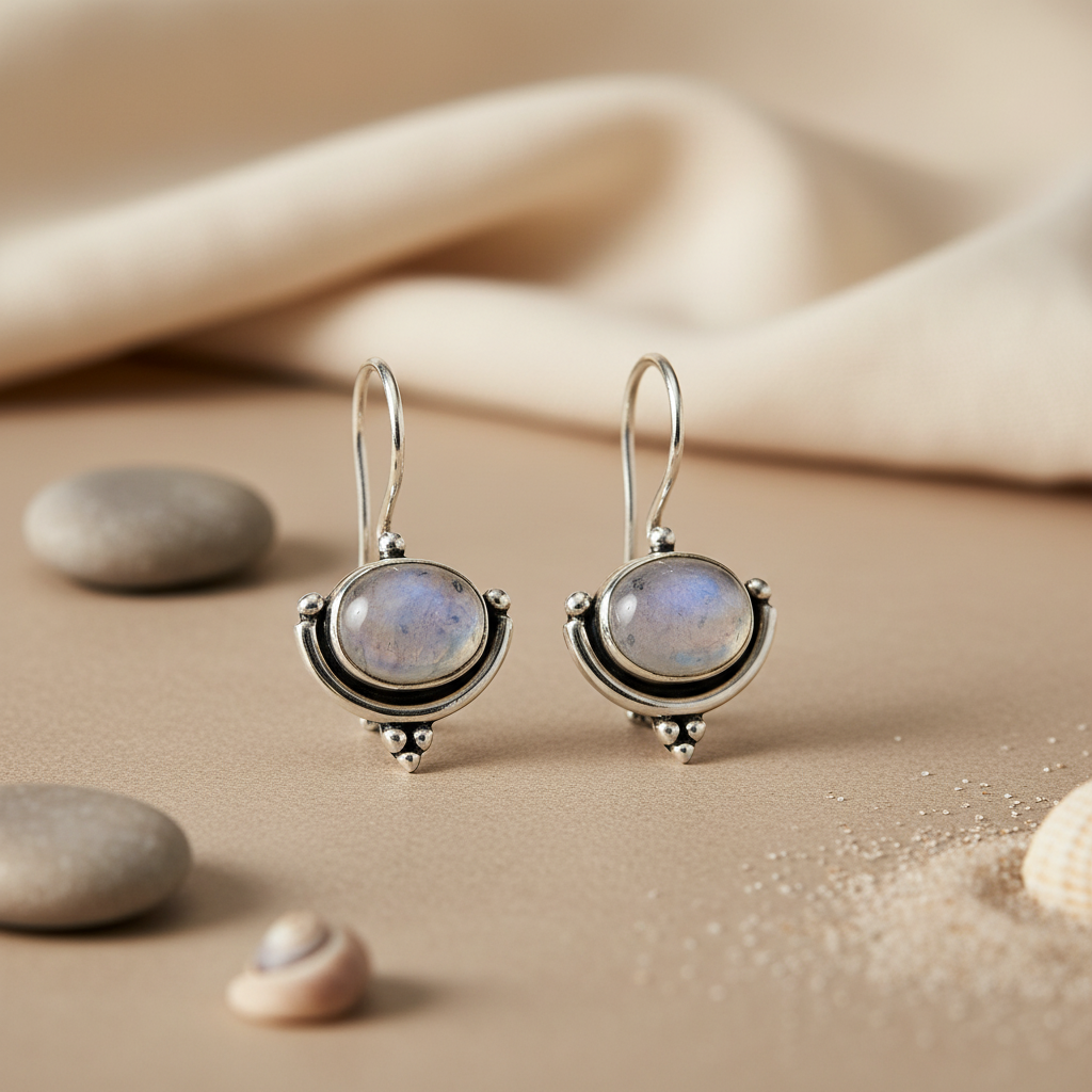 925 Silver Moonstone Earrings for Women | Daily Wear Jewelry