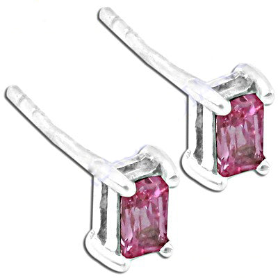 Silver Pink Gemstone Stud Earrings | Women's Jewelry Gift
