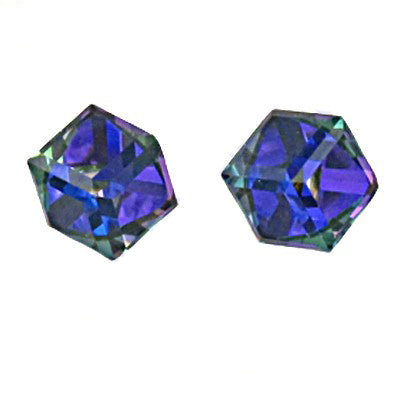 Mystic topaz gemstone stud earrings | hexagon earrings | gift