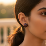 Load image into Gallery viewer, Silver Stud Earrings | Round Gemstone Studs for Women
