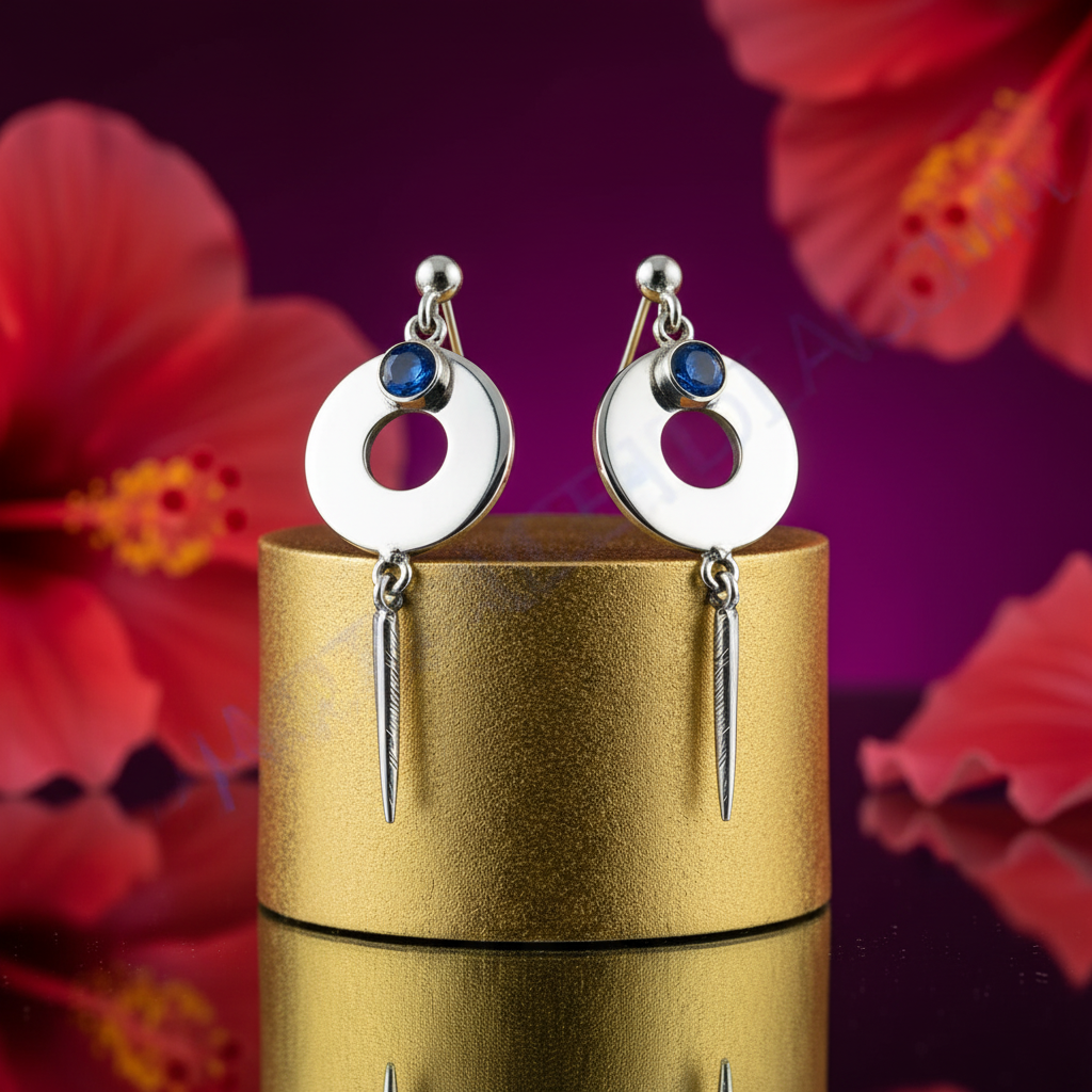 Pendientes colgantes de piedra azul en plata 925 para mujer | Regalo