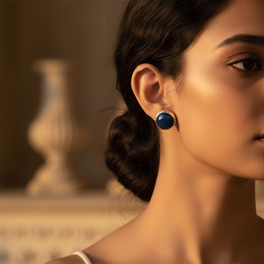 925 silver lapis lazuli stud earrings for women | gemstone jewelry