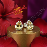 Load image into Gallery viewer, Silver Citrine Teardrop Stud Earrings | Gemstone Jewelry
