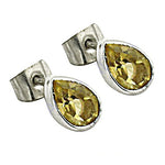 将图像加载到图库查看器中， Silver Citrine Teardrop Stud Earrings | Gemstone Jewelry
