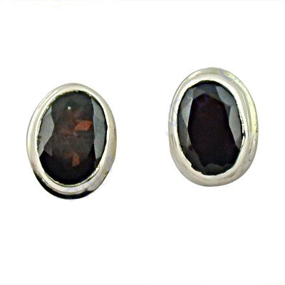 Silver Stud Earrings with Black Gemstones | Women's Jewelry