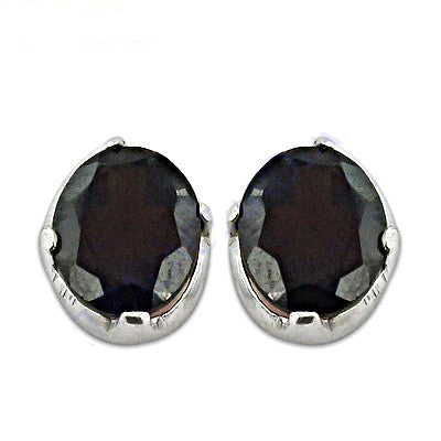 Silver Stud Earrings with Dark Gemstone | Women's Jewelry Gift