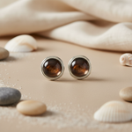 Load image into Gallery viewer, Tiger Eye Stud Earrings | Gemstone Jewelry for Women
