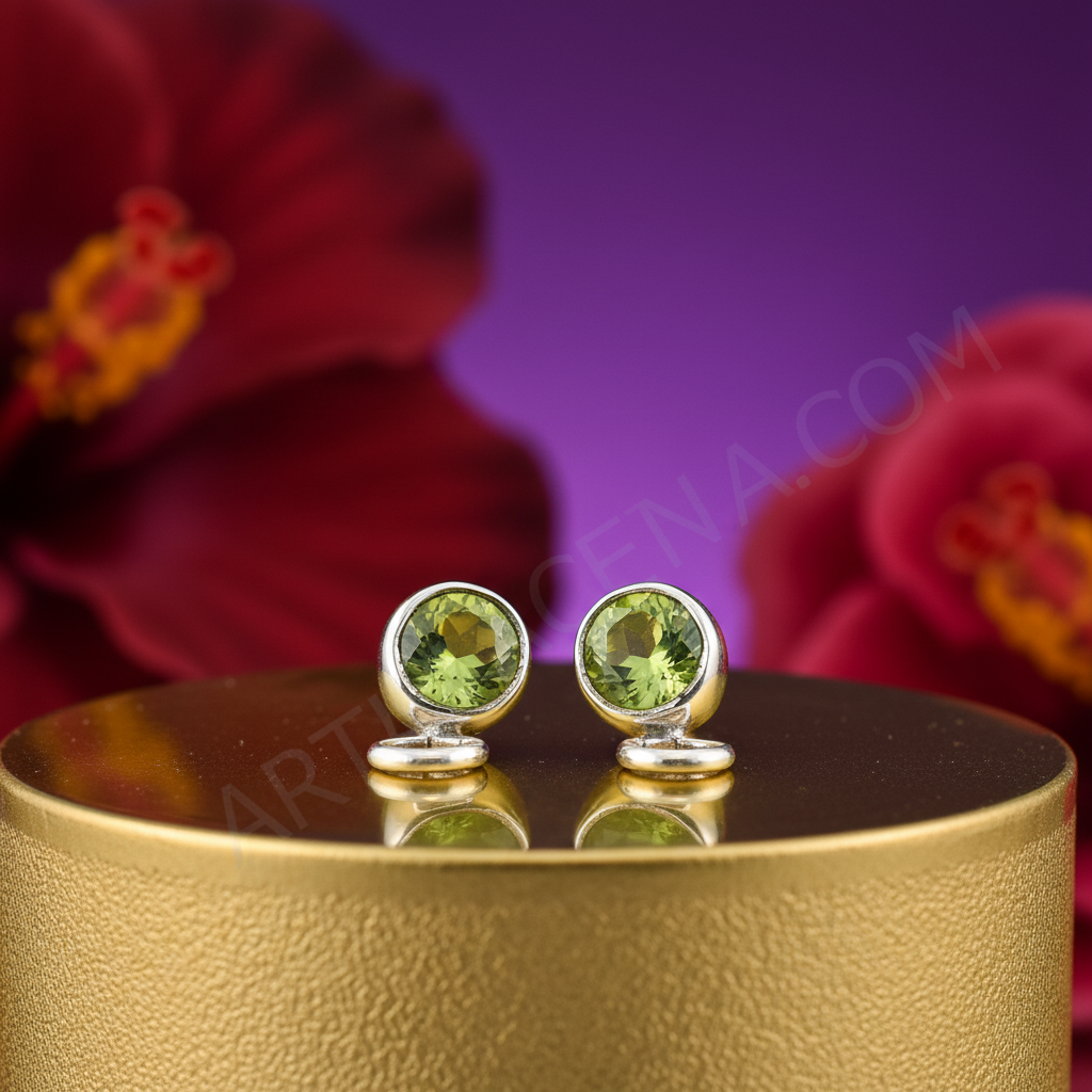 925 Silver Peridot Drop Earrings for Women | Green Gemstone Jewelry
