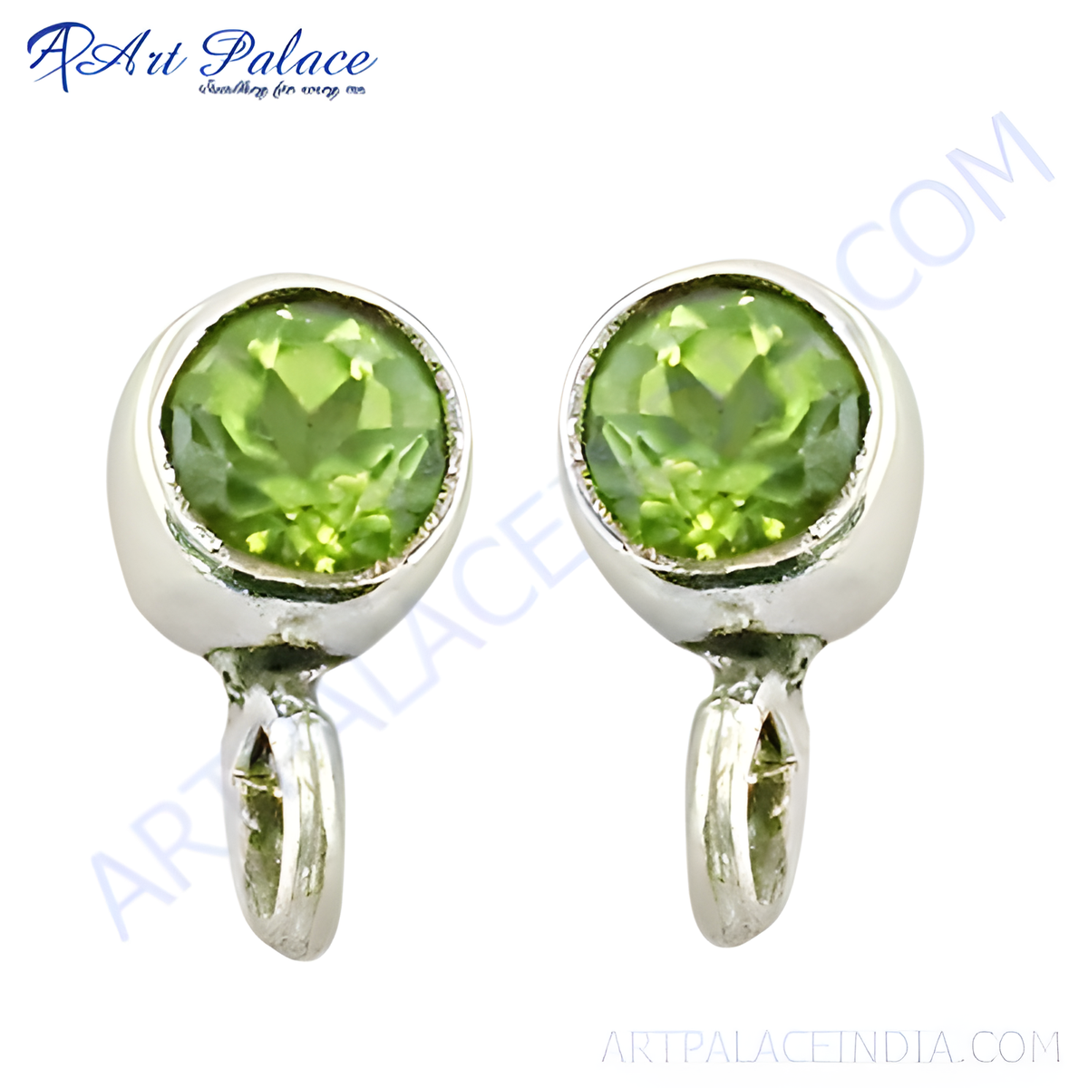 925 sterling silver drop earrings featuring bright green peridot gemstones, perfect for women