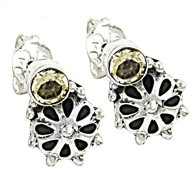925 silver citrine stud earrings | floral design for women