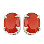 将图像加载到图库查看器中， Red Carnelian Oval Stud Earrings | 925 Silver Women's Jewelry
