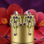 Load image into Gallery viewer, 925 Silver Amethyst &amp; Peridot Dangle Earrings for Women
