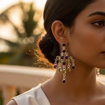 Load image into Gallery viewer, 925 Silver Amethyst &amp; Peridot Dangle Earrings for Women
