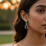 将图像加载到图库查看器中， 925 Silver Oval Amethyst Drop Earrings for Women | Gift
