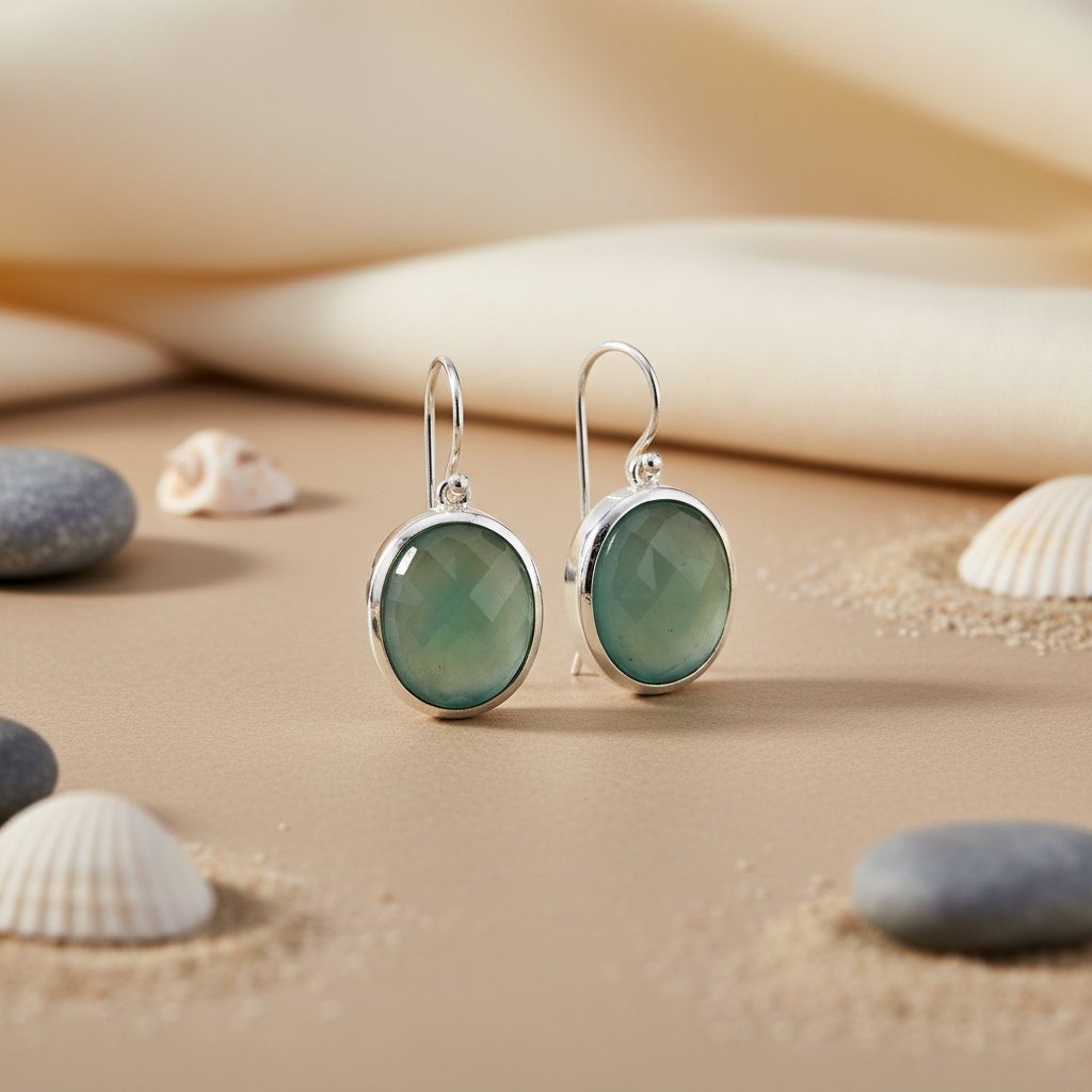 925 Silver Blue Chalcedony Earrings for Women | Dangle Earrings