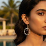 Load image into Gallery viewer, 925 Silver Garnet Teardrop Earrings for Women | Dangle Jewelry
