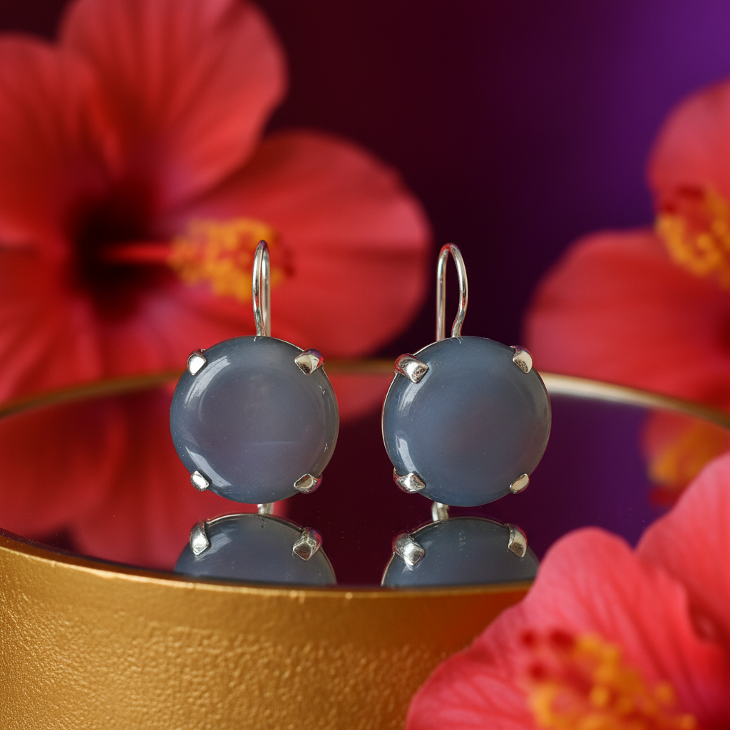 银蓝色宝石水滴耳环，女士款 | 日常佩戴