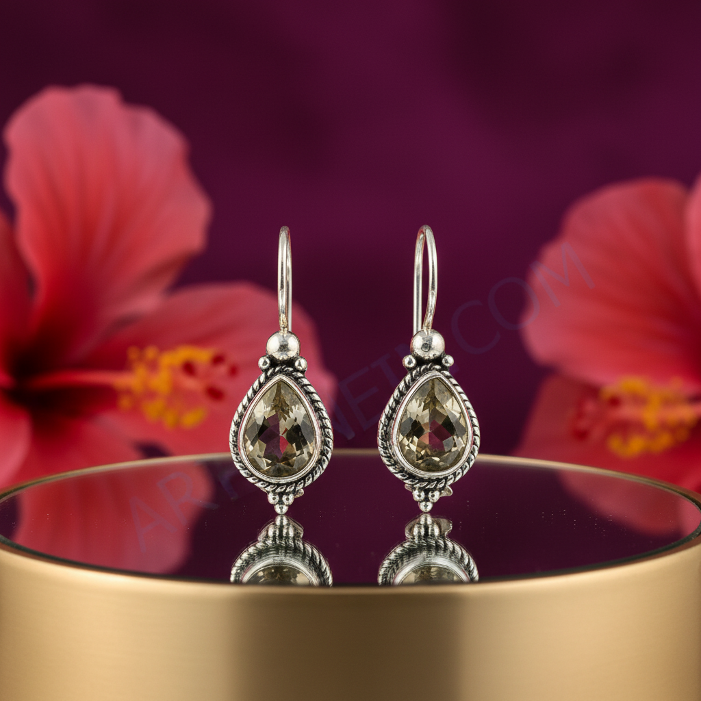 925 Silver Smoky Quartz Drop Earrings for Women | Gemstone Jewelry