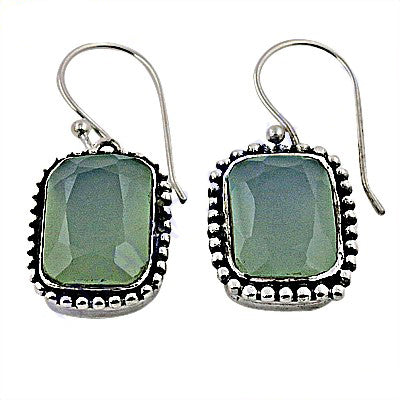 925 Silver Green Chalcedony Drop Earrings for Women | Gift