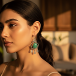 Load image into Gallery viewer, 925 Silver Green Stone Dangle Earrings for Women | Gift Jewelry
