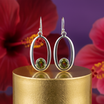 Load image into Gallery viewer, 925 Silver Peridot Drop Earrings for Women | Green Gemstone Jewelry

