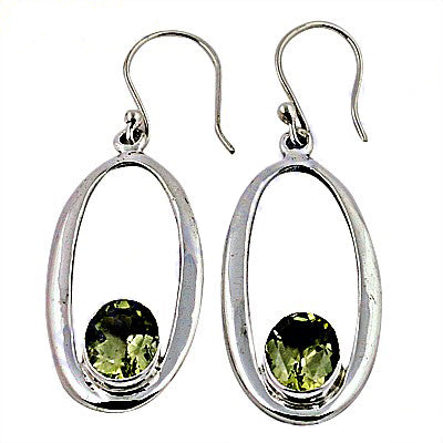 925 Silver Peridot Drop Earrings for Women | Green Gemstone Jewelry