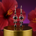Load image into Gallery viewer, 925 Silver Garnet Drop Earrings for Women | Dangle Jewelry
