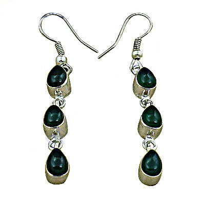 925 Silver Green Gemstone Drop Earrings for Women | Gift