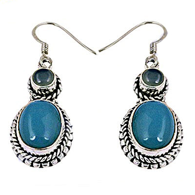 925 Silver Blue Chalcedony Earrings | Women's Jewelry Gift