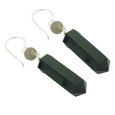 Silver Dangle Earrings with Green Stone | Women's Jewelry Gift
