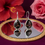Load image into Gallery viewer, Pendientes de lágrima de cuarzo ahumado en plata 925 para mujer
