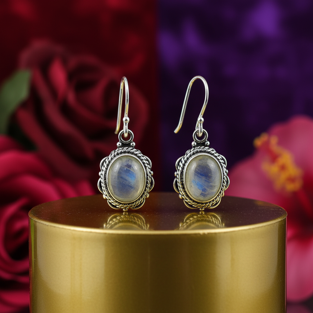 925 Sterling Silver Moonstone Earrings for Women | Dangle Jewelry