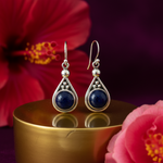 Load image into Gallery viewer, 925 Silver Teardrop Earrings with Blue Gemstone | Women's Jewelry
