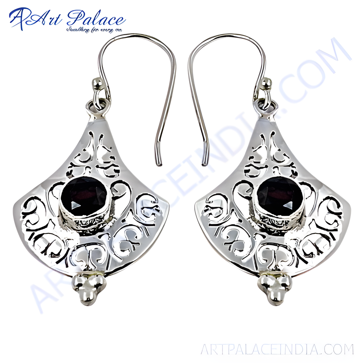 925 sterling silver dangle earrings with a red garnet gemstone, perfect for women