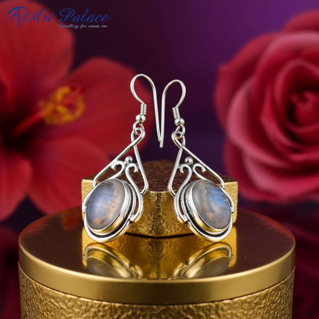 925 Silver Moonstone Drop Earrings for Women | Dangle Earrings