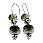 将图像加载到图库查看器中， 925 Sterling Silver Green Stone Drop Earrings for Women
