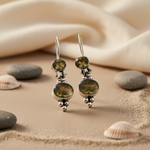 将图像加载到图库查看器中， 925 Sterling Silver Green Stone Drop Earrings for Women
