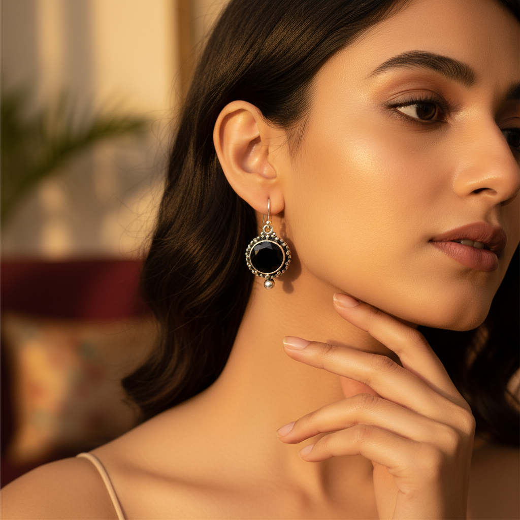 925 Silver Black Onyx Dangle Earrings for Women | Gift