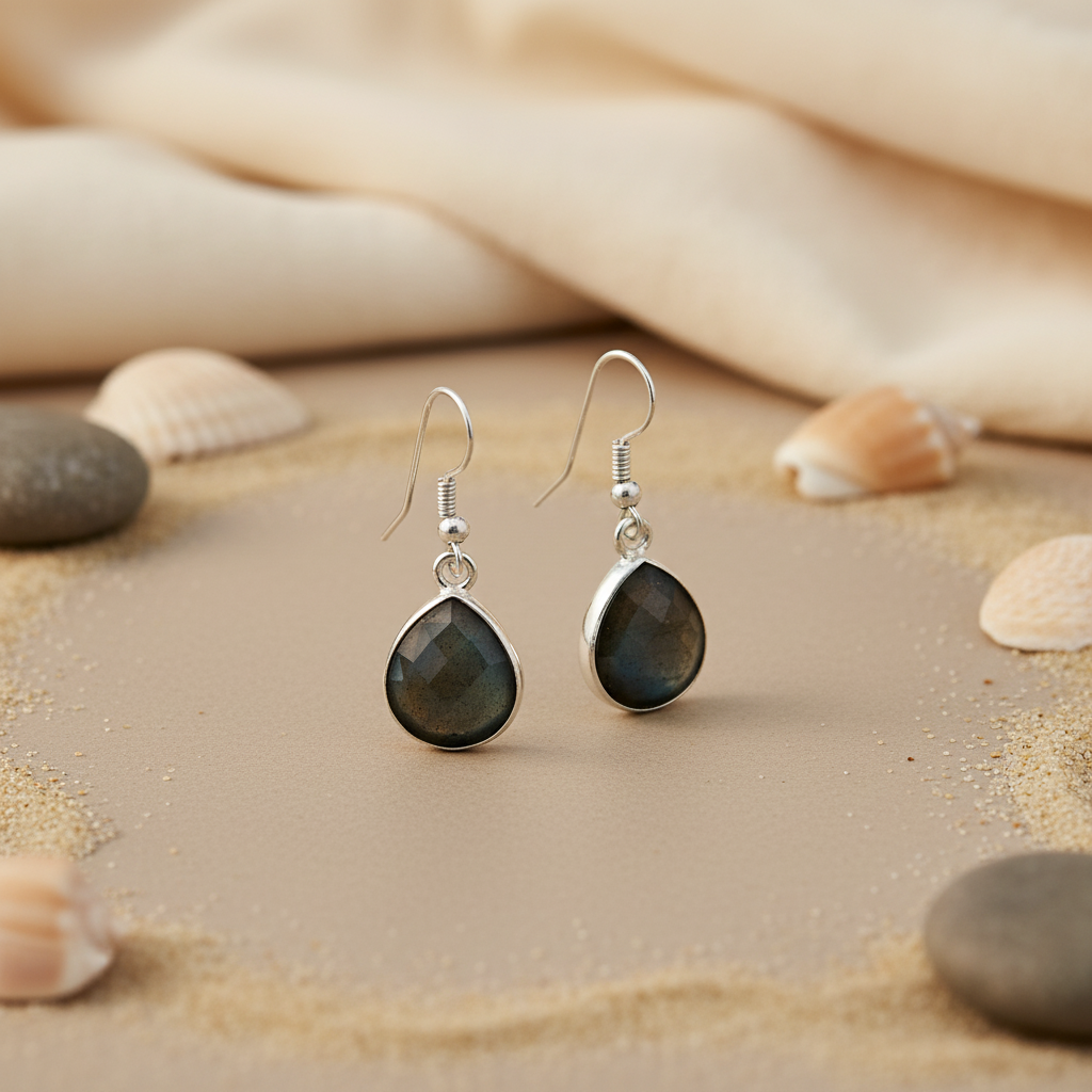 925 Silver Labradorite Teardrop Earrings for Women | Gift Jewelry