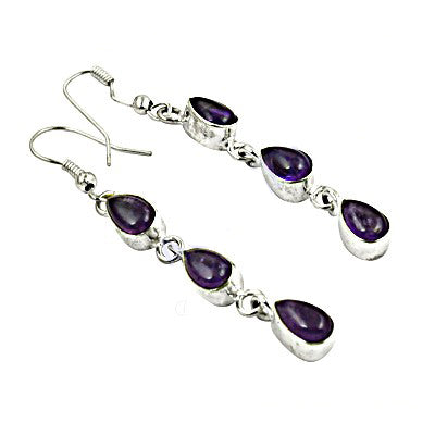 925 Silver Amethyst Drop Earrings for Women | Gemstone Jewelry