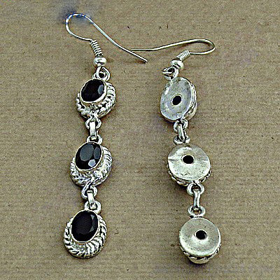925 Sterling Silver Black Onyx Dangle Earrings for Women